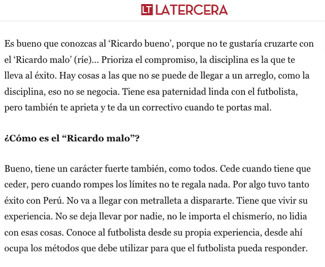 Nolberto Solano sobre el cilco de Ricardo Gareca en la selección peruana. Foto: La Tercera.   