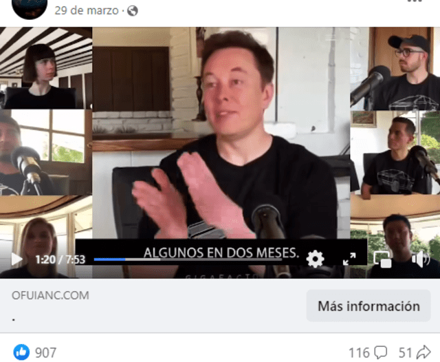  Desinformación sobre Elon Musk. Foto: captura en Facebook.<br><br>    