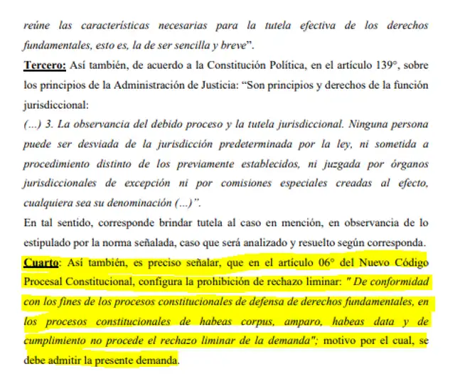 Punto cuatro de la resolución del PJ