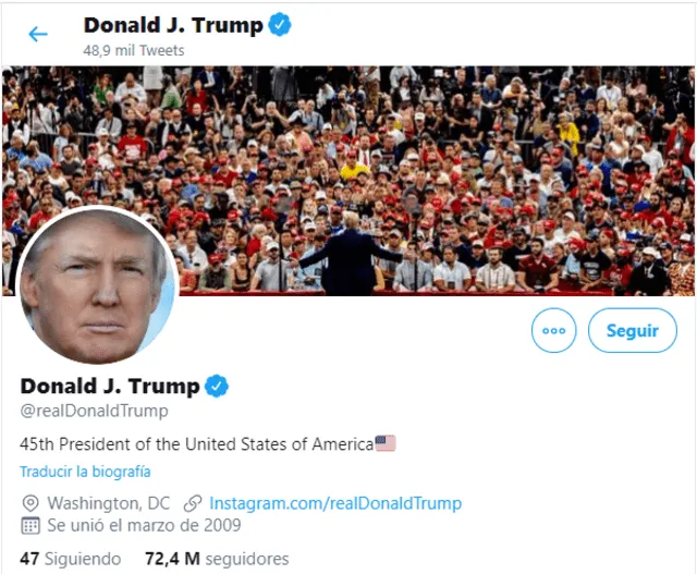 Donald J. Trump es la cuenta personal del presidente de los Estados Unidos
