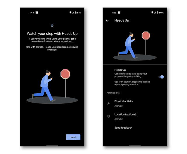 Nueva función Heads Up. Foto: Twitter / @jay__kamat Nueva función Heads Up. Foto: Twitter / @jay__kamat