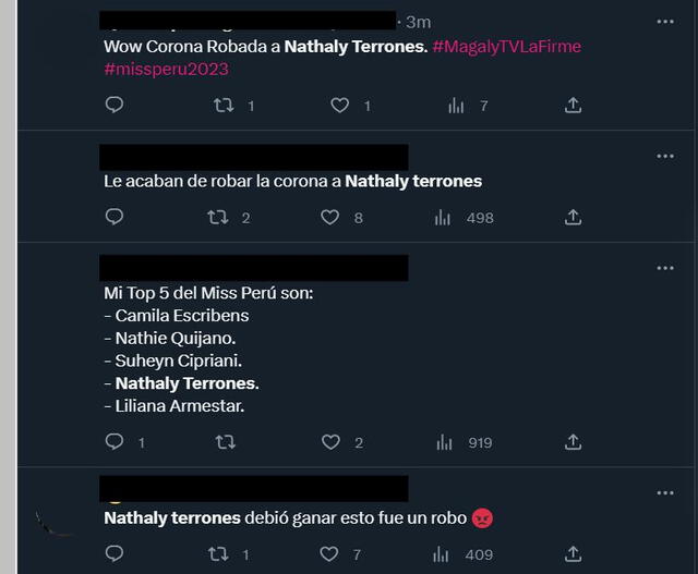 Usuarios reaccionan ante final de Miss Perú. Foto: Twitter 