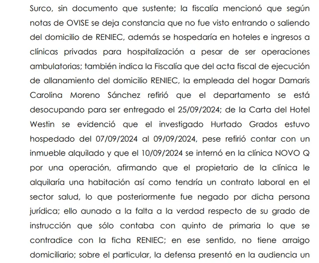  Resolución del Poder Judicial sobre el arraigo domiciliario de Andrés Hurtado.   