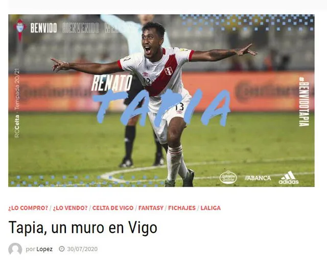 Renato Tapia, ‘El muro de Vigo’: en España le ponen nuevo apodo al peruano