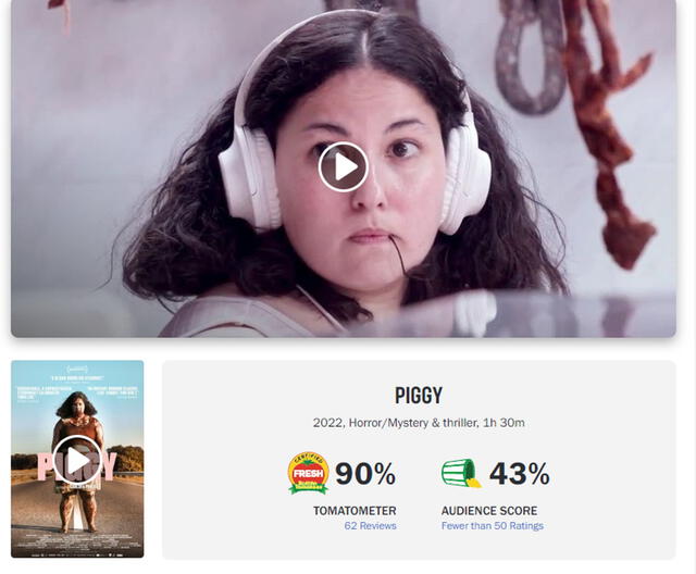 Crítica de Rotten Tomatoes le da 90% de aprobación a "Cerdita"