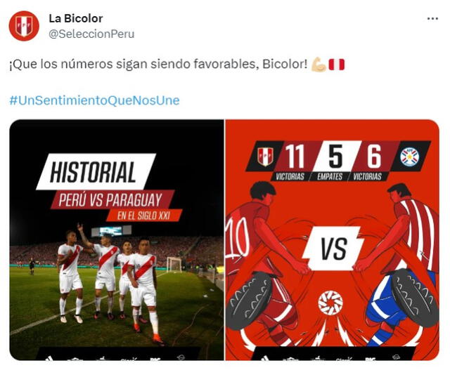 Números del duelo entre Perú vs. Paraguay. Foto: X/SeleccionPerú.   