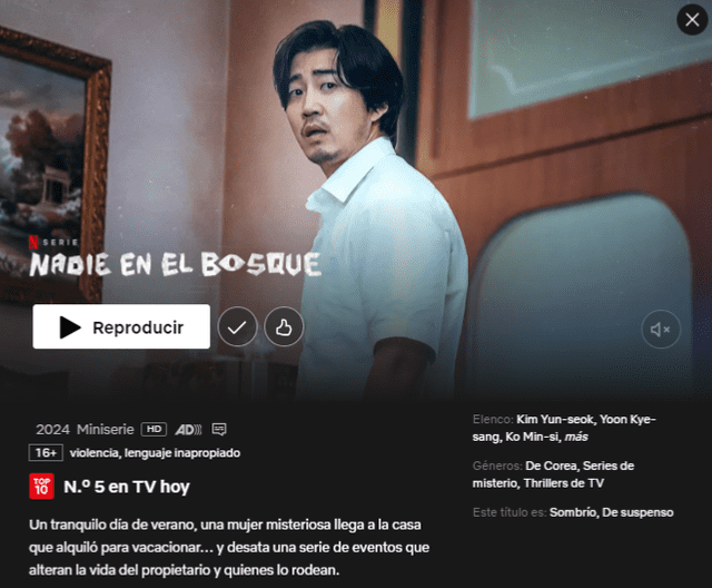  'Nadie en el bosque', la nueva serie coreana de Netflix. Foto: captura Netflix   