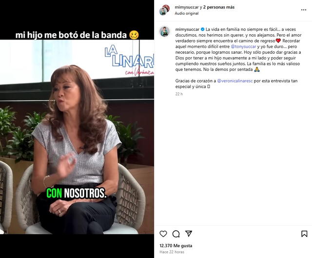 Mensaje de Mimy Succar. Foto: Instagram Mensaje de Mimy Succar. Foto: Instagram