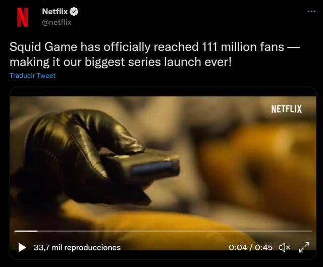 El juego del calamar es la serie más vista en la historia de Netflix. Foto: Twitter/@Netflix