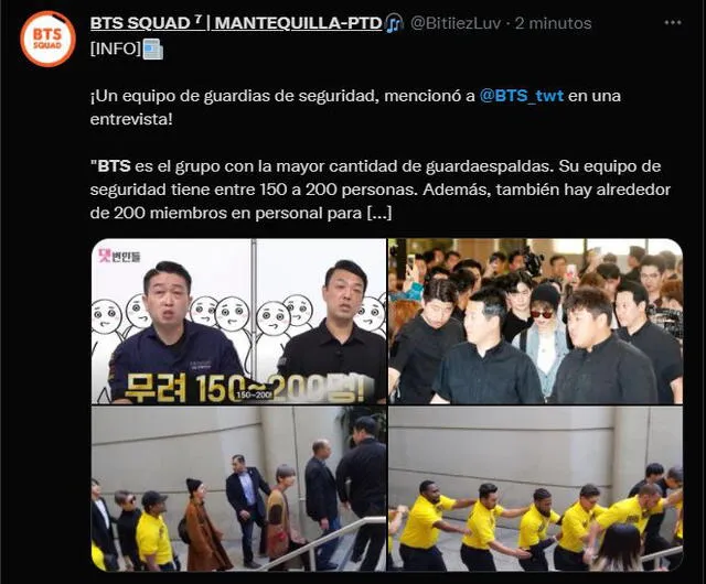 Guardaespaldas de BTS. Foto: captura Twitter