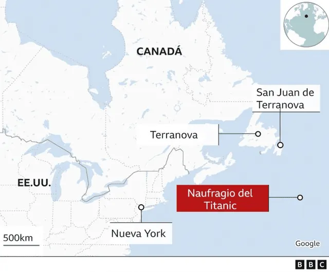  Lugar donde naufragó el Titanic. Foto: BBC News Mundo<br>    