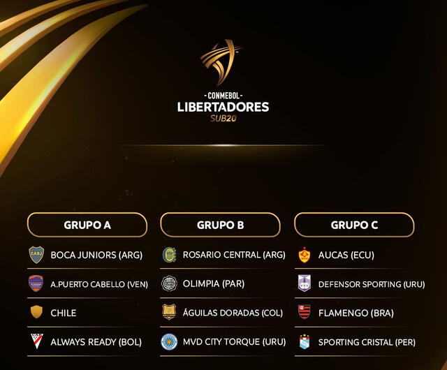 Estos son los clubes que competirán en la fase de grupo del torneo. Solo falta conocer al representante de Chile. Foto: Conmebol Libertadores sub-20   