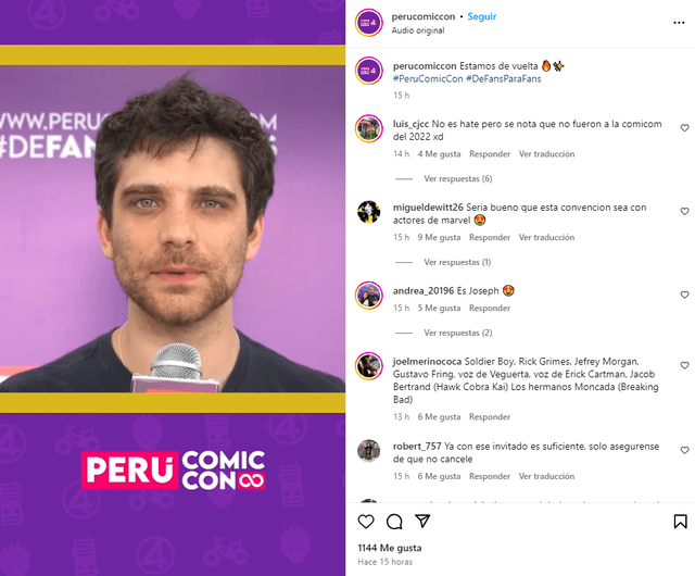 Usuarios se mostraron a favor y en contra de la nueva edición de la Perú Comic Con. Foto: captura/Instagram 