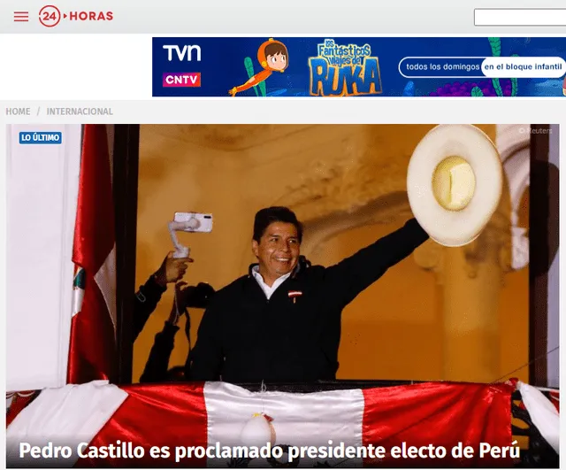 La proclamación de Castillo se dio a nueve días del cambio presidencial previsto para el 28 de julio, día en que Perú celebrará los 200 años de su independencia. Foto: captura