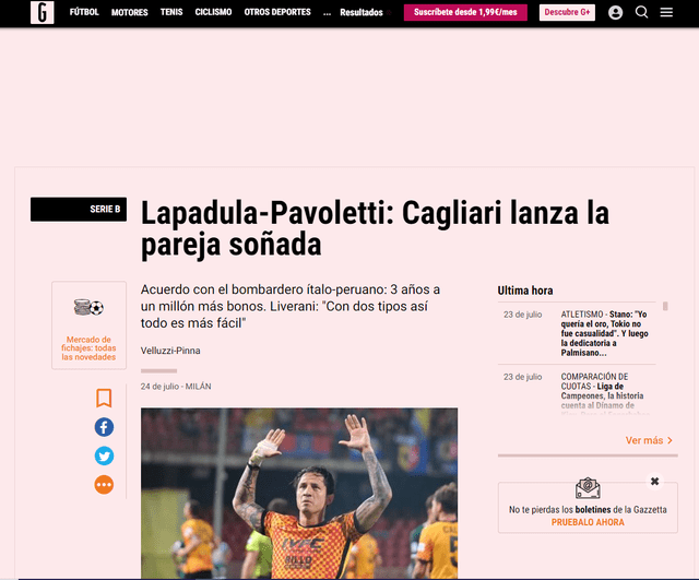 Gianluca Lapadula, salida de Benevento