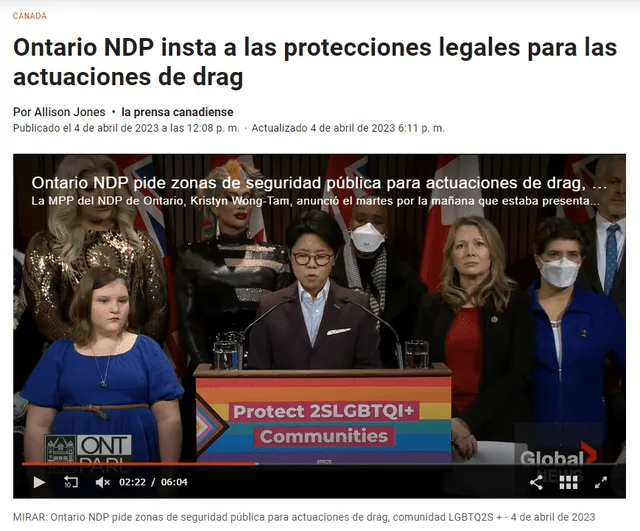  Nota informativa publicada por Global News Canadá sobre propuesta de Kristyn Wong-Tam para la creación de zonas seguras. Foto: captura LR/Global News Canadá    