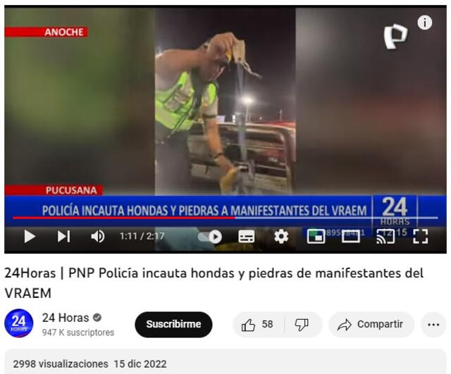  El video circula desde el 15 de diciembre de 2022. Foto: captura en Youtube / 24 Horas.   