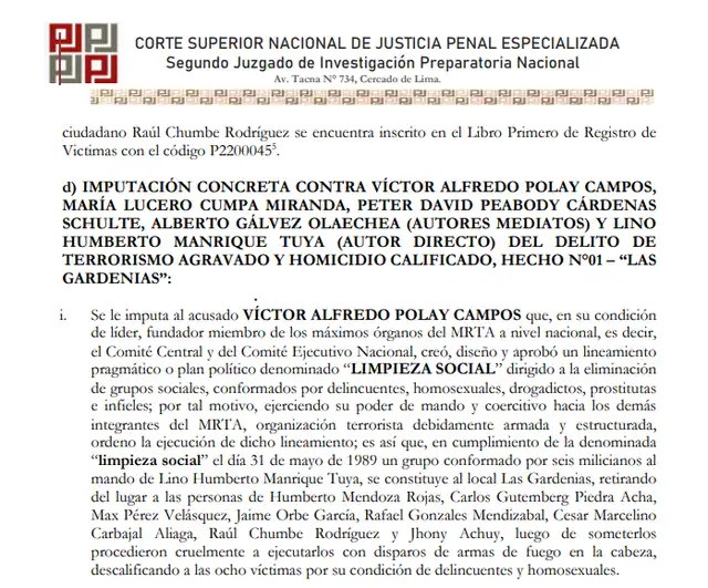 Tesis de la Fiscalía contra Polay Campos Tesis de la Fiscalía contra Polay Campos