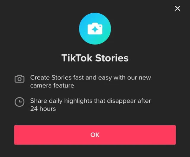 Cuadro de diálogo de TikTok Stories
