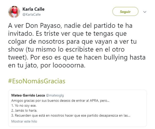 Twitter de Karla Calle