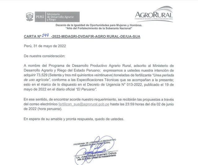 invitación a proveedores internacionales