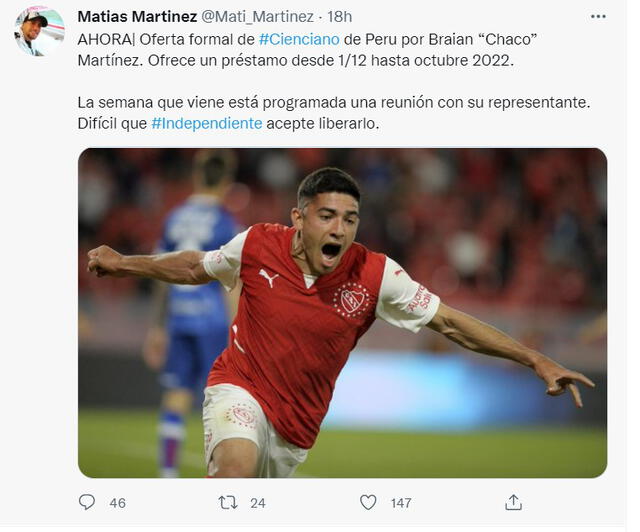 El periodista soltó la noticia por redes sobre el posible fichaje del jugador a Cienciano.