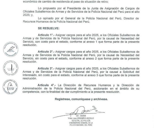 Resolución de la Comandancia de la PNP. Foto: X   