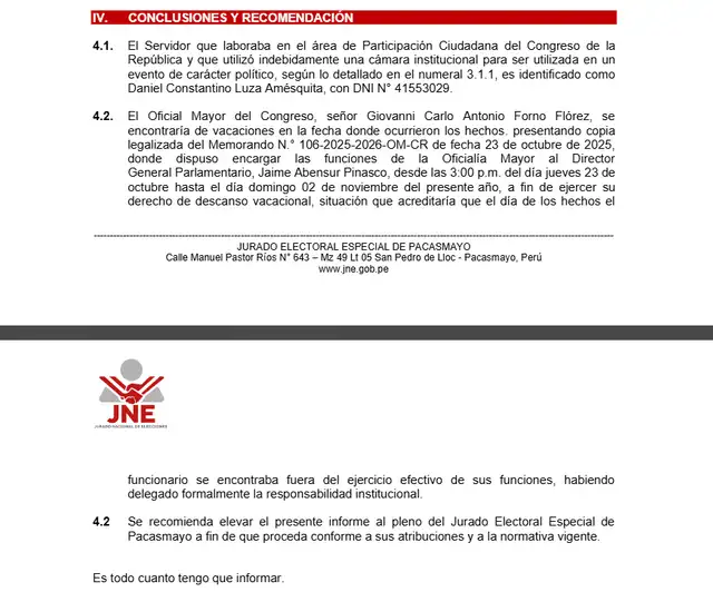JEE de Pacasmayo señala a Daniel Luza Amésquita como el trabajador que usó cámara del Congreso durante mitin de Keiko Fujimori. Foto: difusión