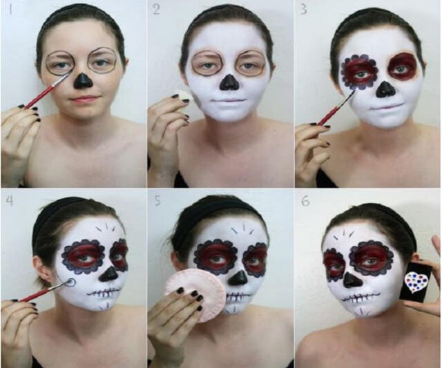  Maquillaje de Catrina por Día de los muertos  cómo pintarse mitad de cara paso a paso básico, sencillo, fácil y bonito para mujer y niñas