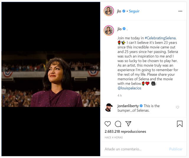 Jennifer Lopez compartió emotivo mensaje a través de su cuenta de Instagram.