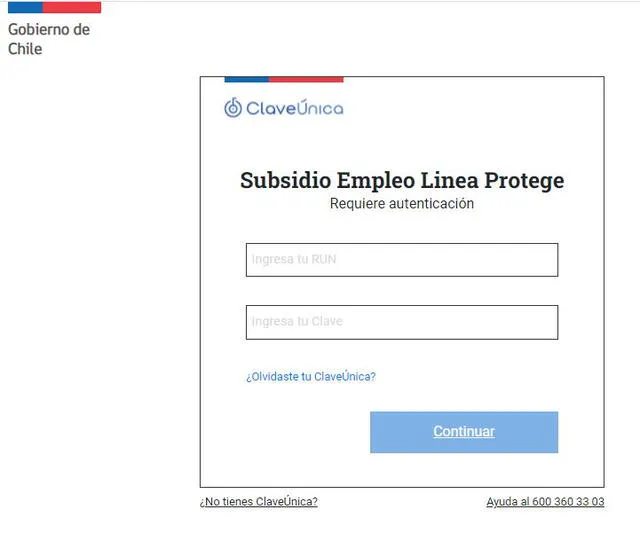 Plataforma oficial para inscribirte al Subsidio Protege. Foto: captura/gobierno de Chile