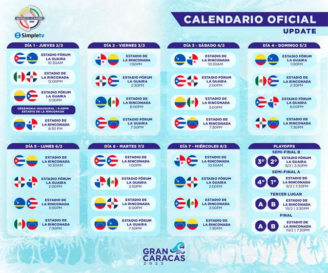 Calendario completo de la Serie del Caribe 2023