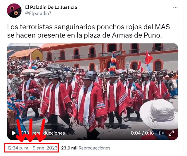 Publicación de El Paladín de la Justicia en Twitter. Foto: captura de Twitter   