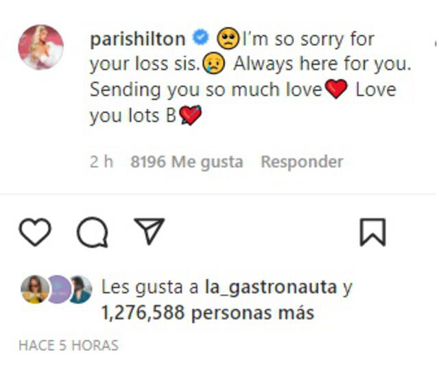 14.5.2022 | Mensaje de Paris Hilton a Britney Spears. Foto: captura Instagram