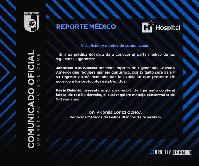 Comunicado oficial. Foto: Twitter Querétaro