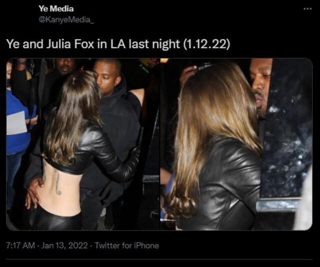 Kanye West y Julia Fox antes del incidente