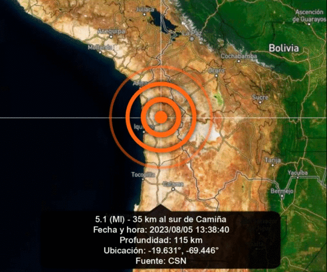 Se registró un sismo de magnitud 5.2 en el norte de Chile. Foto: CSN   