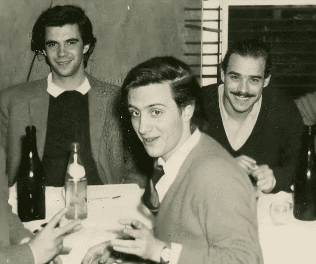  Alfredo 'Pancho' Delgado, Alfredo Cibils y Numa Turcatti en una cena en 1972. Foto: BBC<br>    