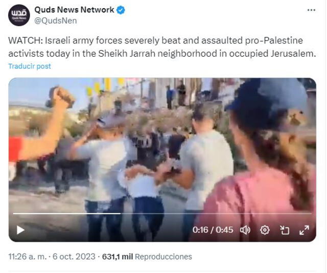 Video fue publicado en un tuit del 6 de abril del 2023. Foto: captura en X / Quds News Network.    