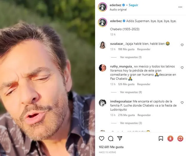  Eugenio Derbez se despide de Chabelo. Foto: captura/Instagram    