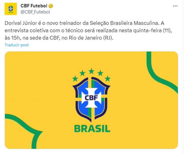 Comunicado de la federación brasileña. Foto: captura 'X'/CBF Futbol   