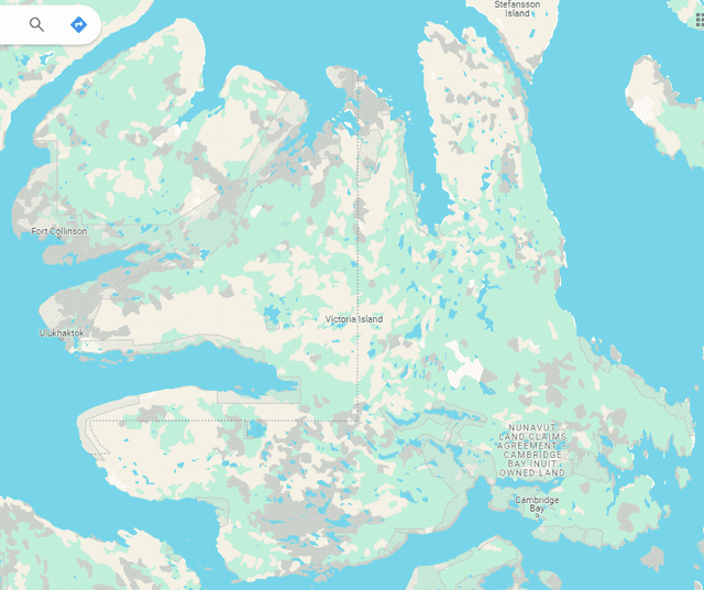  La isla presenta una silueta que recuerda al icónico símbolo de Canadá. Foto: captura de Google Maps<br>    