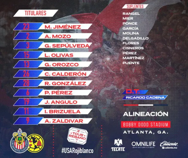 Alineación de Chivas. Foto: Chivas