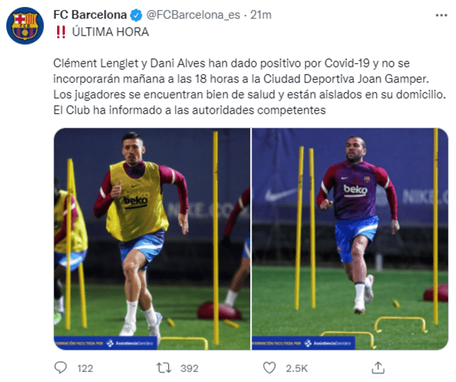 Tuit del FC Barcelona. Foto: captura Twitter