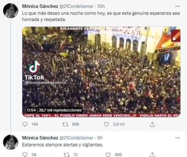 Mónica Sánchez pide paz