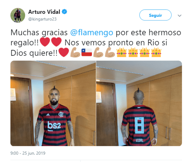 Hace un par de meses, el jugador recibió un presente de parte del cuadro brasileño. Foto: Twitter.