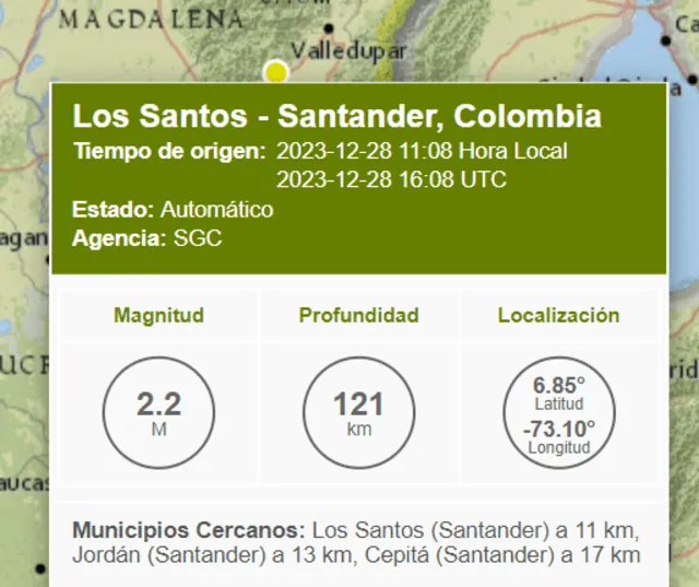 Sismo en Colombia. Foto: SGC   