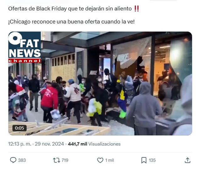 <em> Bulo sobre compradores por ofertas del Black Friday en Chicago. Foto: captura de X</em>   