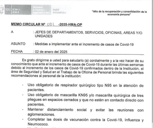 En hospitales de Lima han pedido a médicos usar mascarilla KN95 y extremar el lavado de manos. Foto: Minsa   