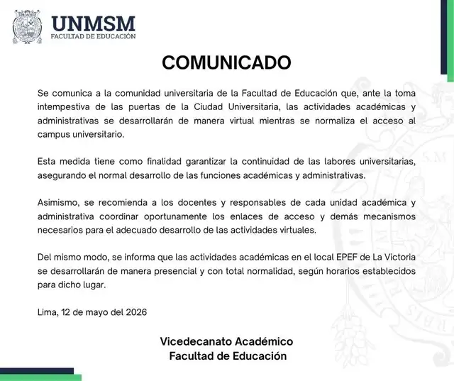 toma san marcos, clases virtuales, UNMSM